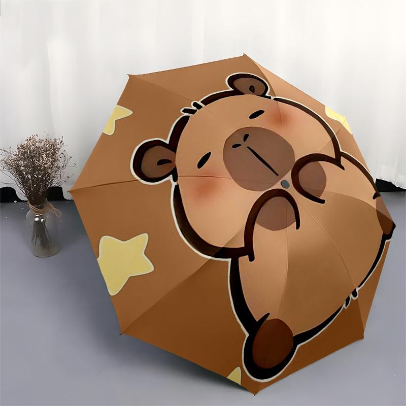 Capybara Themed Travel Umbrella-8 Ribs Automatic Opening and Closing, Portable Folding Design, Compact and Stylish Umbrella Suitable for Out