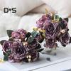 Vintage Artificial Peonies Faux Silk Flowers Bunch Hydrangea Rose Peony Floral Centerpiece for Wedding Event Party Home Decor