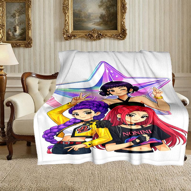 1pc Comfortable Home Print Throw Blanket, Kpop Demon Hunters Blanket For Bed and Sofa Use, Special Present For Family