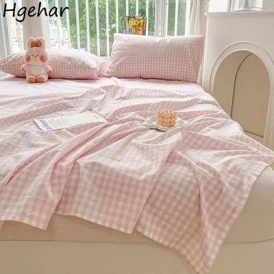 Bed Sheets Plaid Soft Washable Comfortable Adults Students Bedding Bedspread Protective Non-fade King Queen Size Cover Household