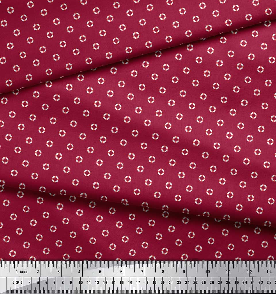 Soimoi Japan Crepe Satin Fabric Swimming Ring Small Printed Craft Fabric by the metre 42 Inch