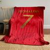 Red background with golden "Ronaldo," "7," and a black autograph below. for all seasons blanket lunch break throw gift