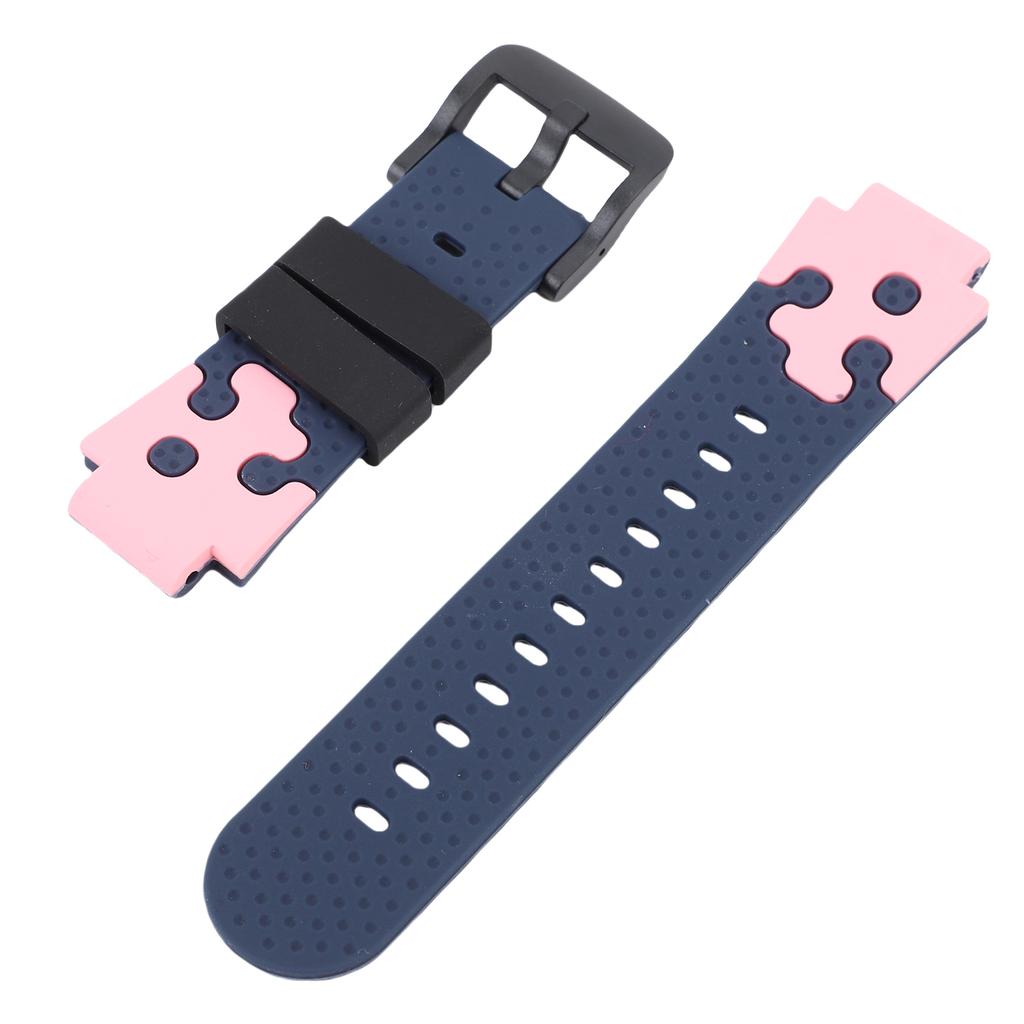 Bracelet de Montre en Silicone 15mm pour Enfants Étanche Bracelet de Montre de Sport de Rechange avec Boucle en Acier Inoxydable Rose