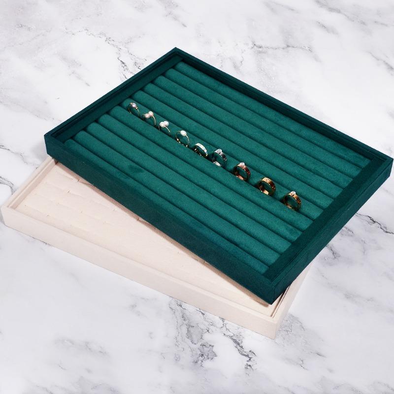 Samt Schmuck Aufbewahrungstablett Ring Ohrring Display Box Brosche Handwerk Klassifizierung Organizer Exquisite Tablett Fall