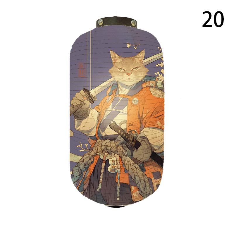 20x35cm Japanese Kimono Samurai Cat Art Pattern Lantern Restaurant Izakaya Cuisine Decor Advertising Sign Ukiyo-e Cloth Lanterns