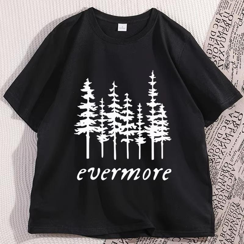 Evermore Folk Graphic Women Men T Shirts High Quality Cotton Short Sleeve Round Neck T-shirts Unisex Streetwear Tops