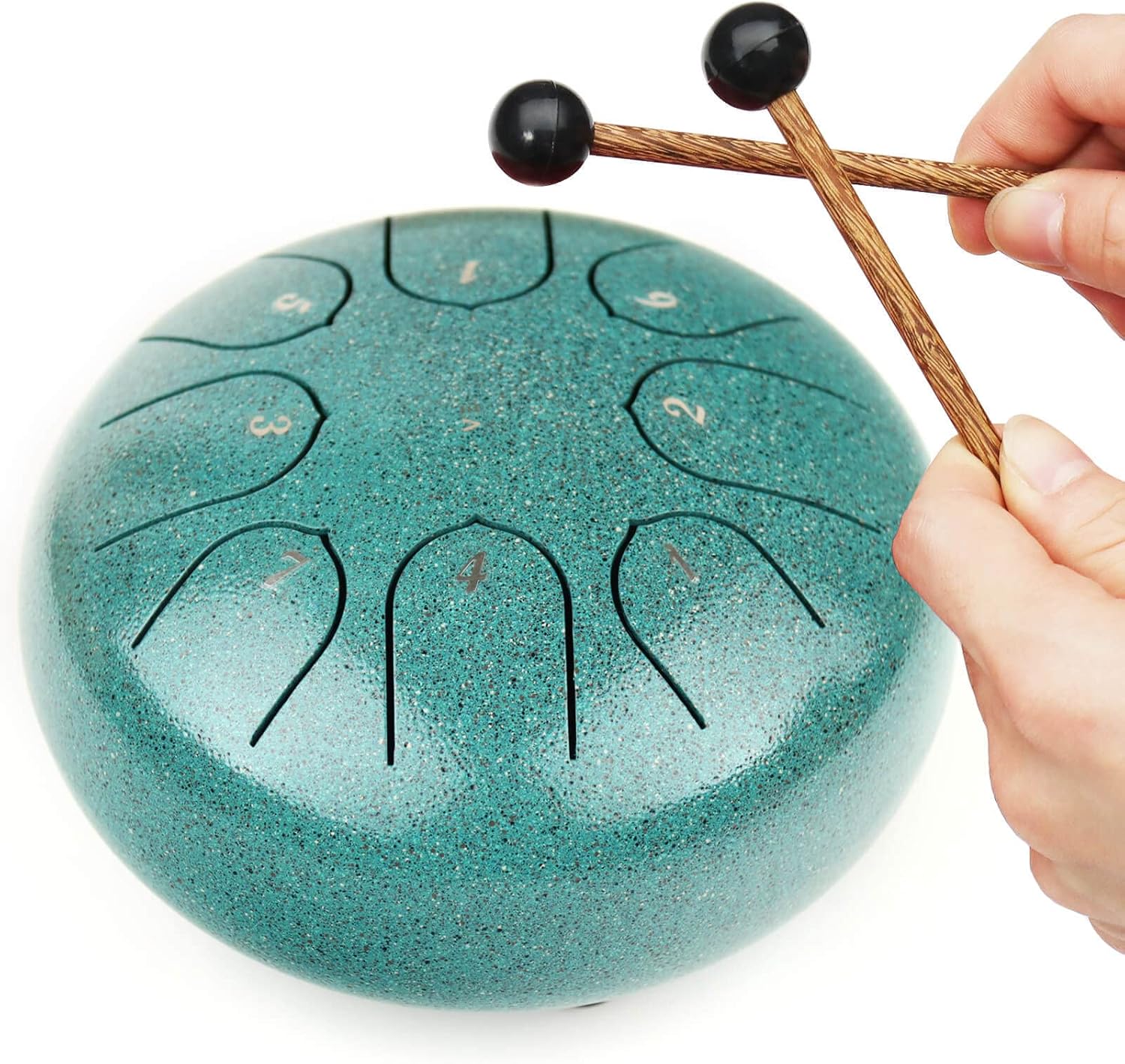 

Стальной язычковый барабан 8 нот 6 дюймов чакра танк барабан стальная перкуссия мягкая дорожная сумка и молоточки зелёный