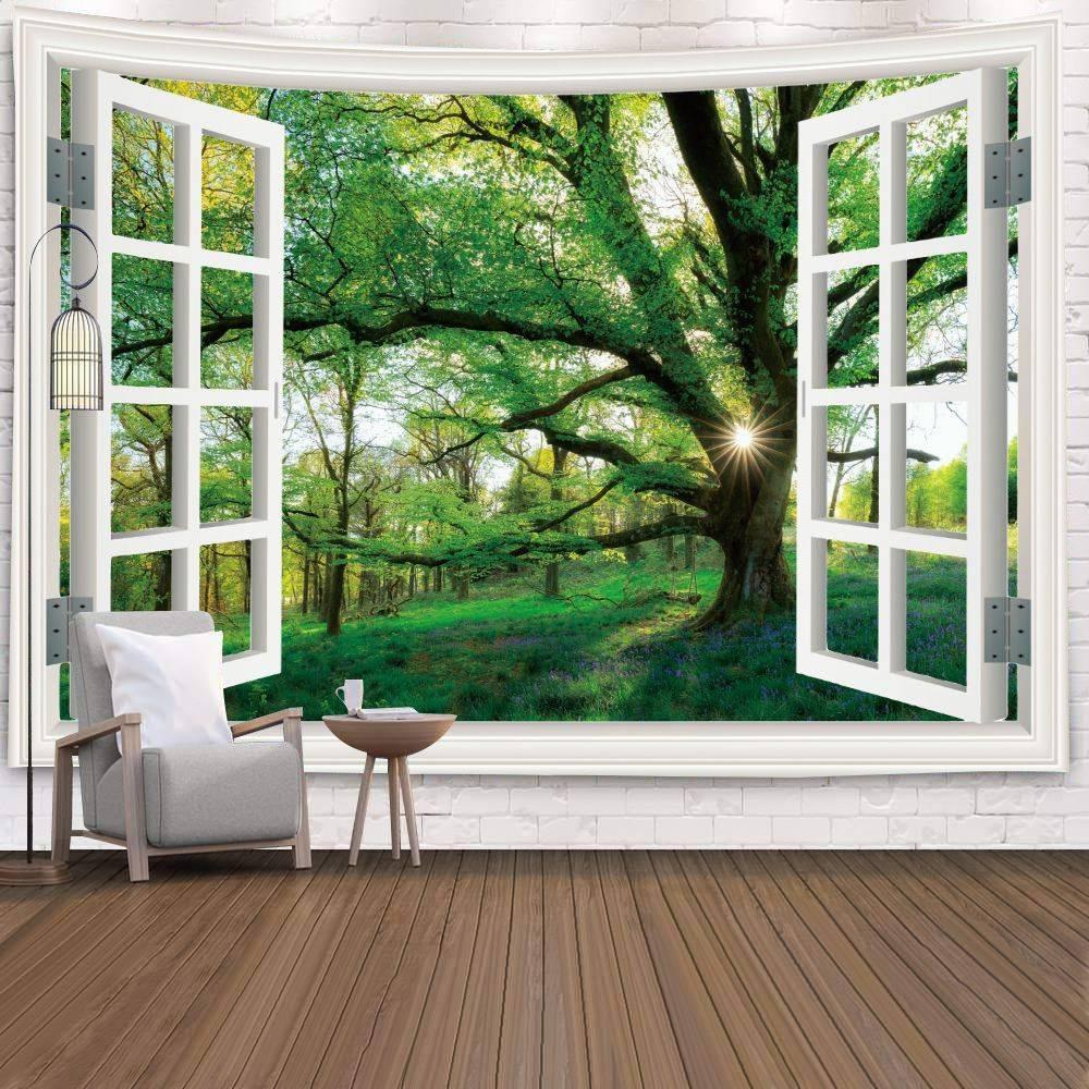 Wall Hanging Living Room Bedroom Window Natural Landscape Beach Large  Covering Decoration Tapestry Background Cloth Bedside