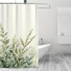 Sage Green Leaves & Flowers Shower Curtain - Cute Farmhouse Design Includes 12 Hooks Polyester Fabric Bathroom Decor
