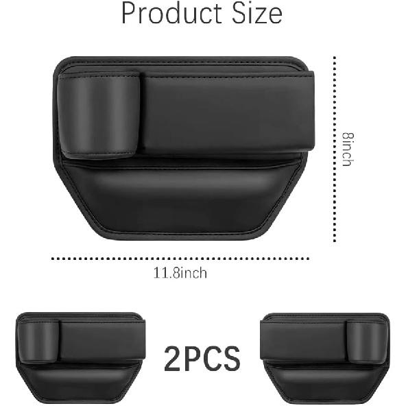 2-częściowy organizer wypełniający szczeliny w siedzeniach samochodowych z uchwytem na kubek samochodowy, skórzany wypełniacz szczelin w siedzeniach samochodowych utrzymuje wnętrze samochodu w czystości, wielofunkcyjny uniwersalny przód samochodu