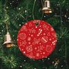 Red Christmas Elements Pattern Acrylic Christmas Tree Ornament Festive Candy Cane Holly Berry Hanging Pendant Holiday Decor Seasonal Tree Decoration