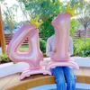 Balão digital de alumínio rosa com decoração de coroa de 42 polegadas, balão com número para decoração de festa de aniversário, suprimentos para meninas, lembrancinha de aniversário