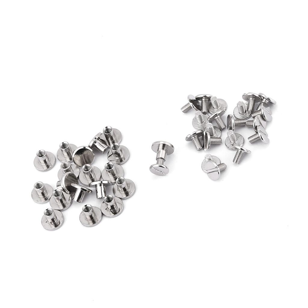 20PcsCelsiusset Brass Threaded Flat Head Nut Nail Rivets Screws Leather Craft Repair Supplies(5mm)