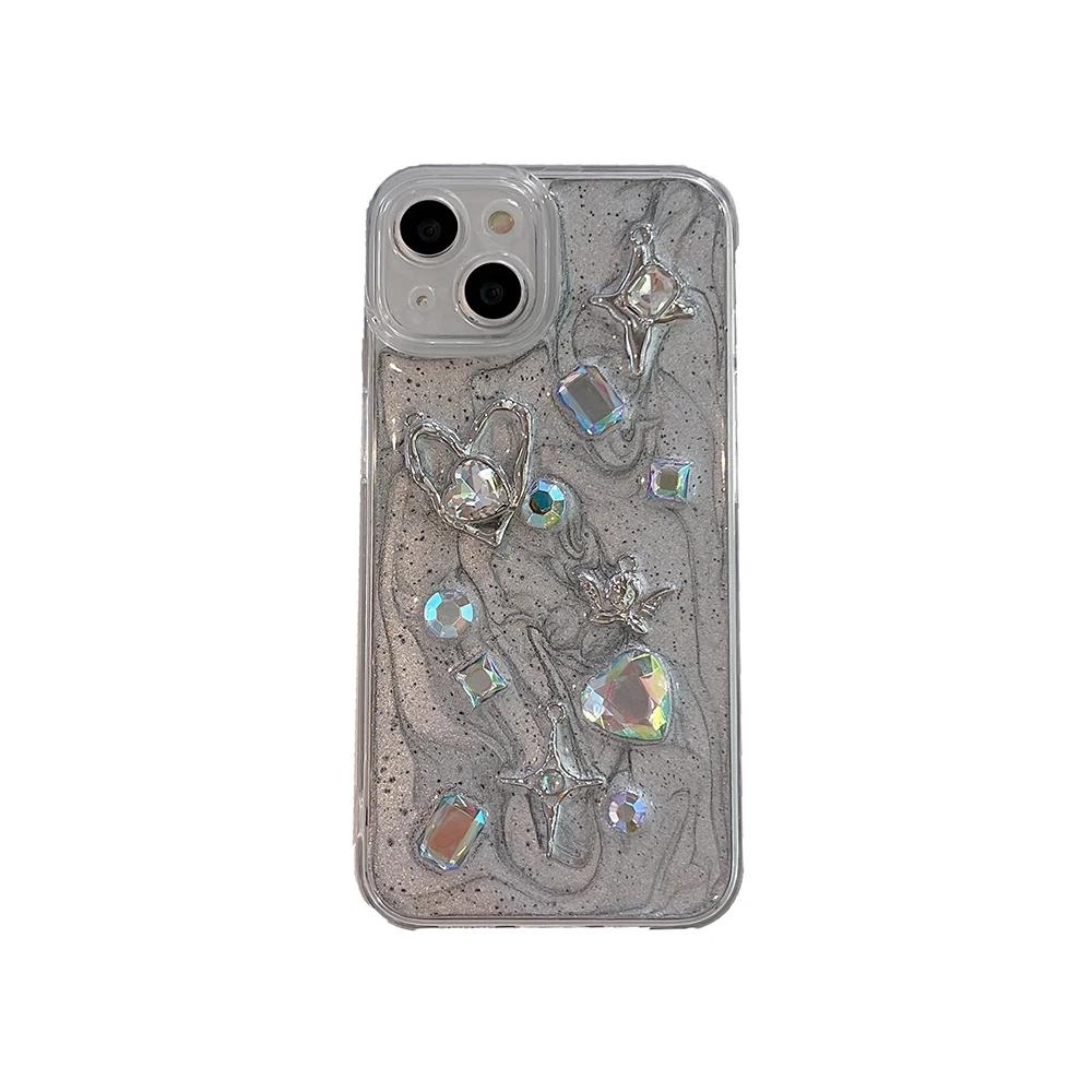 

Qianliyao 3D Love Heart Angel Silver Phone Case For iPhone 16 15 14 13 12 11 Pro Max Soft Shockproof Back Cover For iPhone 12