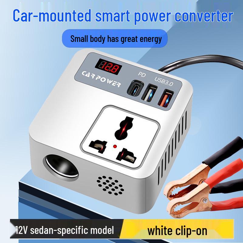 Magic Cube 12V/24V Car Inverter with Battery Clips - Fast Charging Mobile Devices with 220V National Standard Power Output