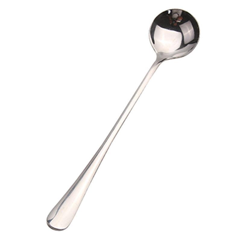 Coffee Spoon Ice Spoon Stainless Steel Round Spoon Long Handle Spoon Coffee Stirring Spoon Mug Spoon Korean Spoon