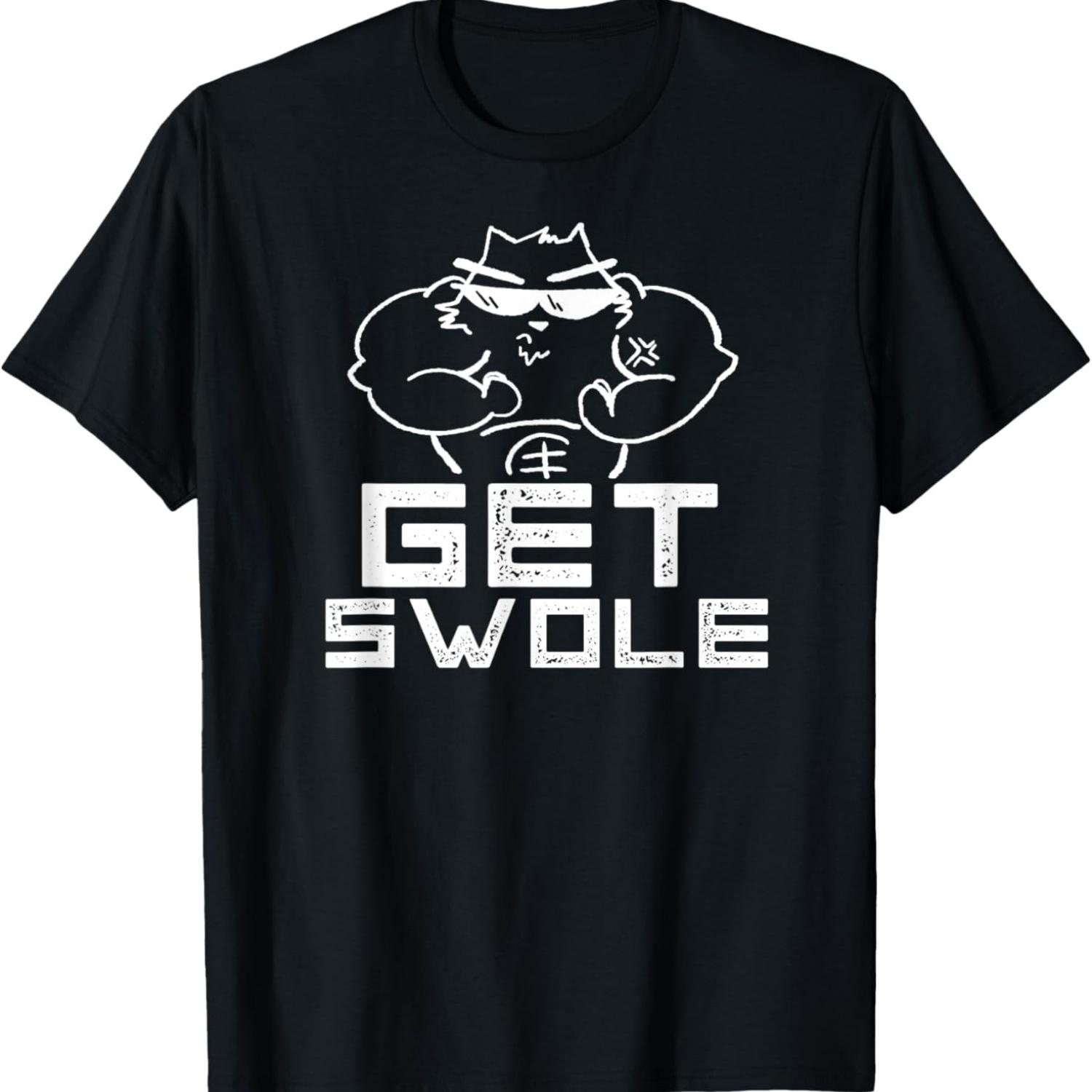 

Funny Buff Cat Get Swole Meme T-Shirt T-Shirt for Men Women Kids S чёрный