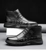 New Shoes for Men Boots Autumn Genuine Leather High Tops Crocodile Print Casual Shoes Winter Plush Outdoor Snow Chelsea Boots