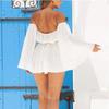 Elegant Chiffon Summer Open Sleeves Word Shoulder Straps Tube Top High Waist Dress
