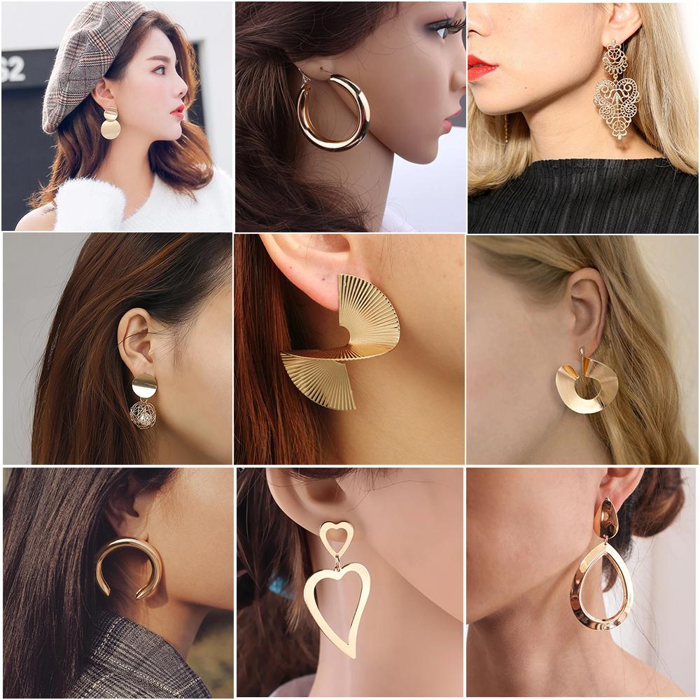 New Fashion Gold Metal Drop Earrings for Women Irregular Geometric Pendants Earrings Trend Brincos Jewelry Gift