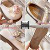 Children's Rose Floral Pearl Mary Jane Shoes - Non-slip, Stylish Spring/Autumn Leather Princess Shoes