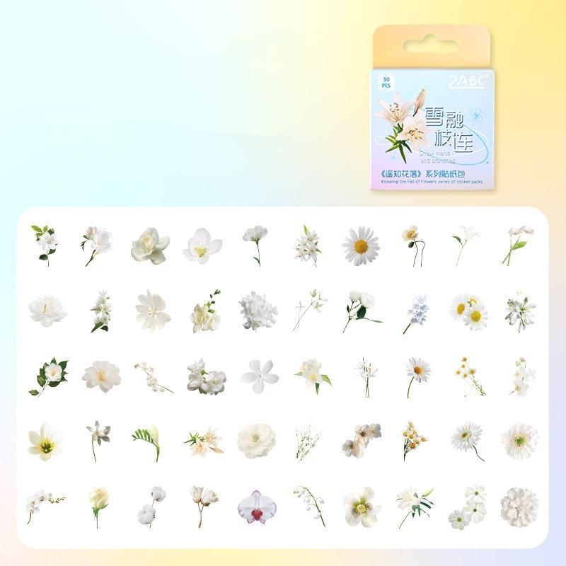 

50 шт. набор наклеек Flower Fall PET с изображением зеленых растений, декоративная наклейка для заметок, домашний дневник, книга, сделай сам, искусство