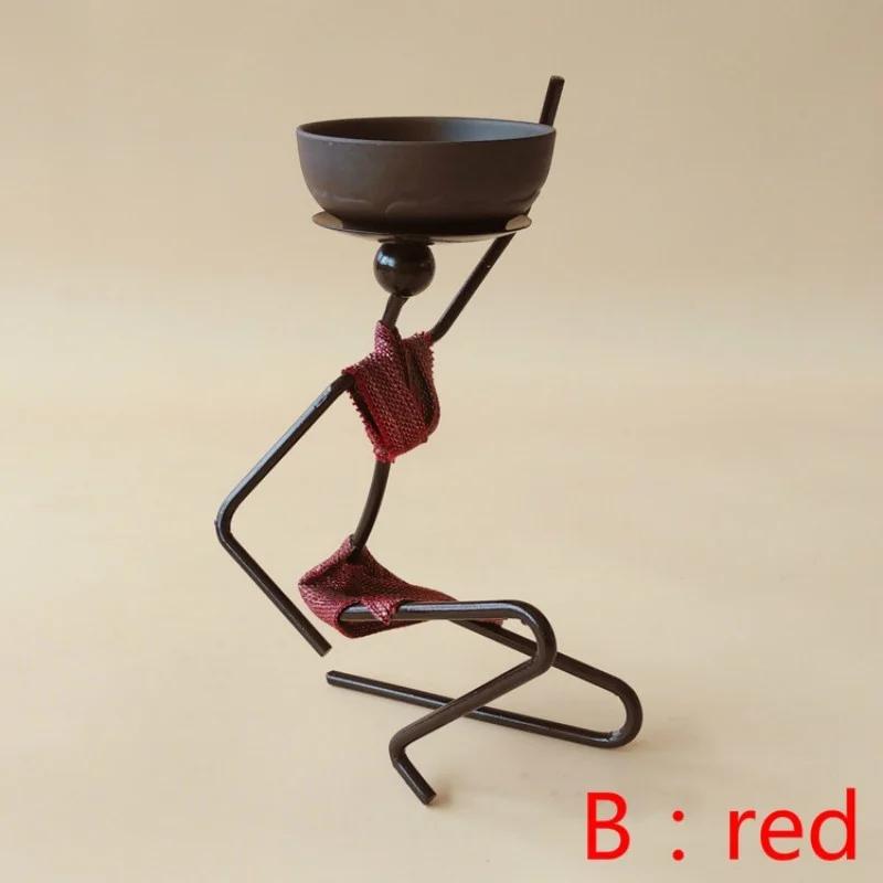 Wrought Iron Candlestick African Woman Style Candlestick Metal Candle Holder Sconce Home Decor Table Art Craft Decorations