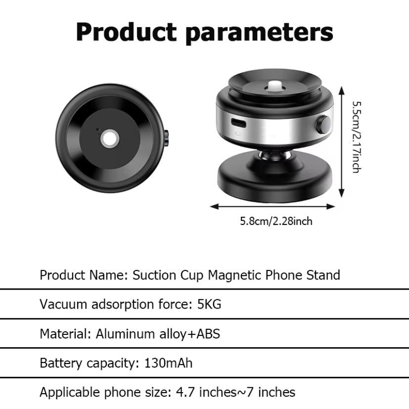 Magnetic Car Phone Holder 360° Rotation Folding With Vacuum Suction Cup For iPhone 12-16 Series Car/Gym/Driving Phone Holder