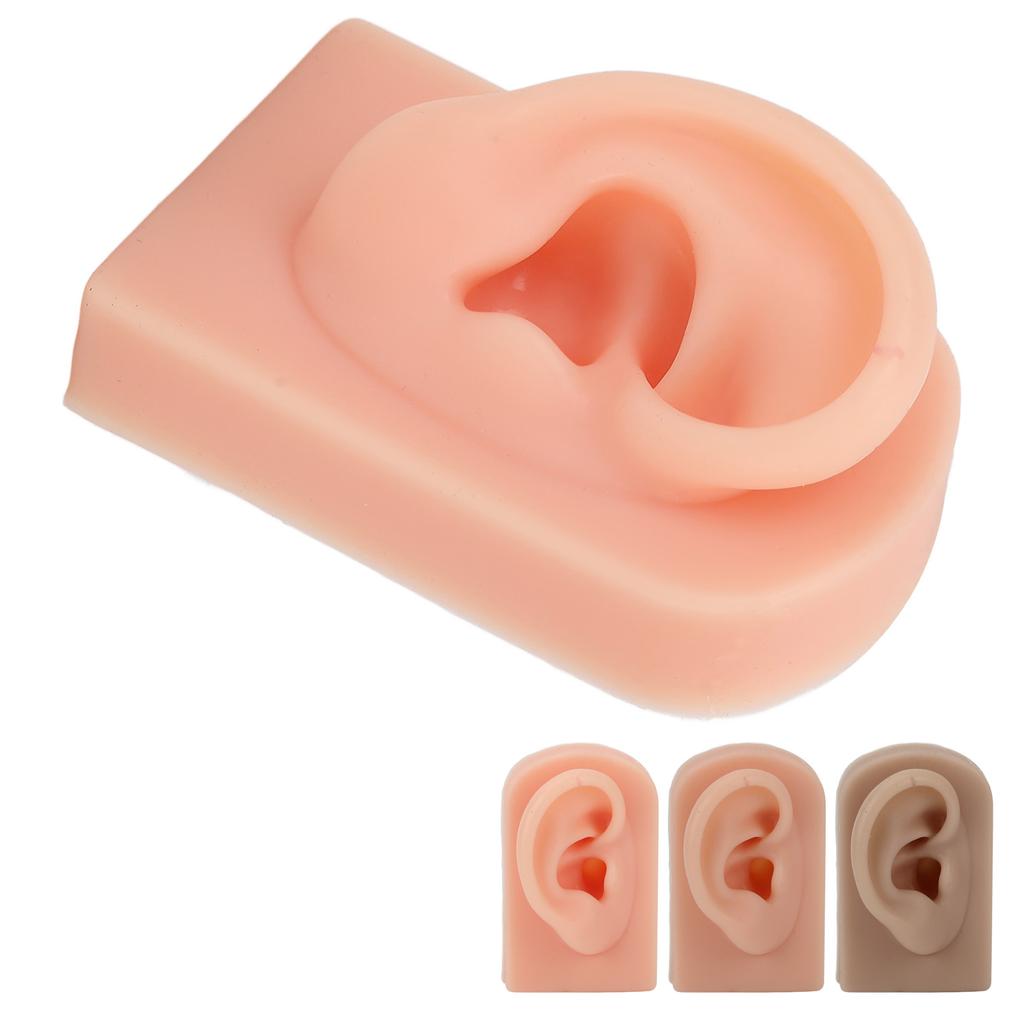 Silicone Ear Model Soft Flexible Right Ear Reusable Human Ear Model for Ear Piercing Training And Ea
