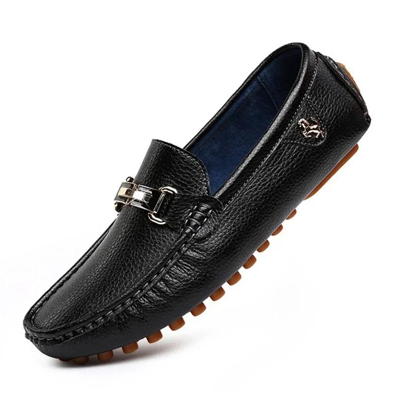 Blue Loafers Men Handmade Leather Shoes Casual Driving Dad Flats Slip-On Moccasins Men Shoes Plus Size 46 47 48 Chaussure Homme