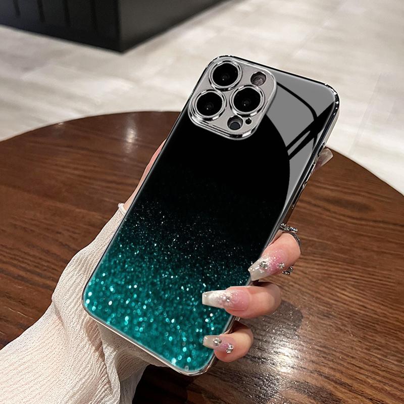 Electroplated glass phone case, suitable for iphone 17, 16, 15, 14, 13, 12, 11pm Pro Plus and other phone models.