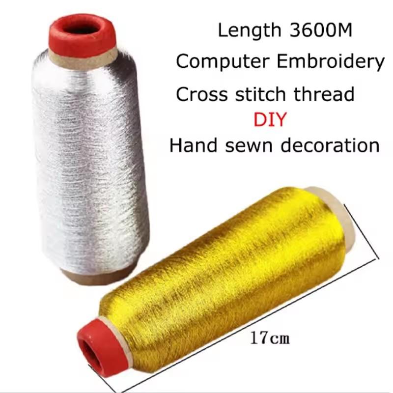 Metallic Thread Embroidery Gold Silver Machine Embroidery Threads Polyester Sewing Thread Spools for Embroidery