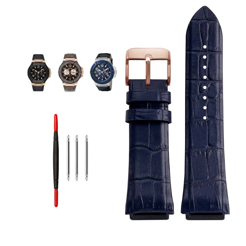 Genuine Cow Leather Strap for Guess W0247G3 W0040G7/0040G3 Watchband Lug End Bracelet 22mm Blue Black Brown Bands