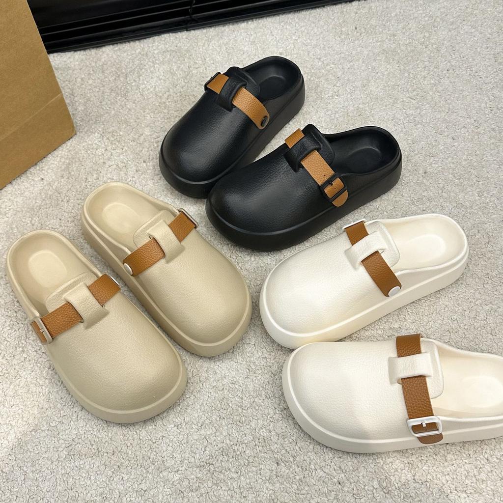 Non-slip casual versatile cool slippers women's 2025 spring and summer new fashionable thick-bottomed comfortable retro bag head cool slippers women