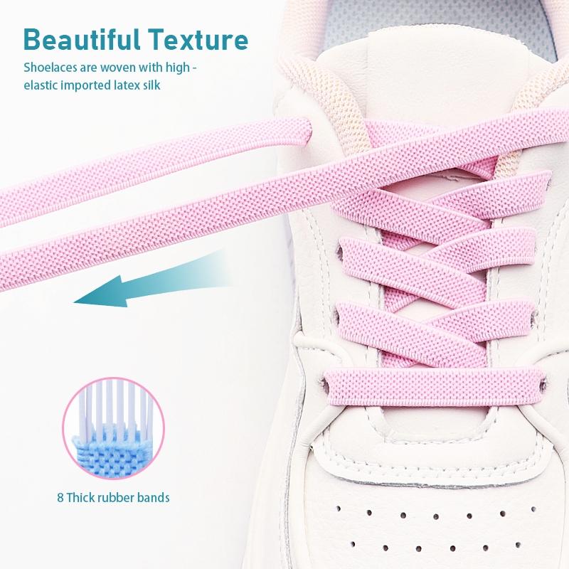 Flat Elastic Shoelace for Sneakers Sport Tieless Shoe Laces Press Lock No Tie Shoelaces One Size Fit All Adult Kids 1Pair/2Pair