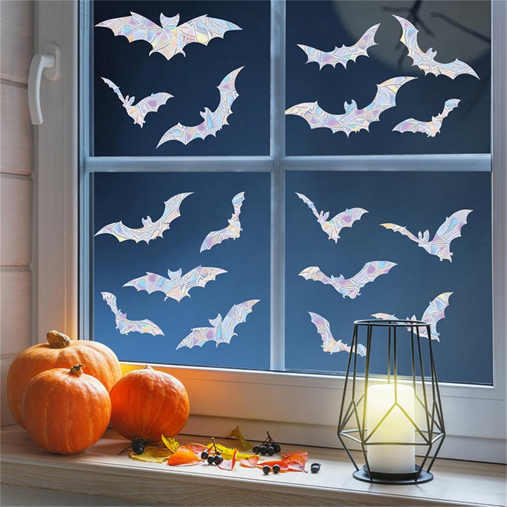 Halloween Static Double Sided Stickers, Colorful Reflective Window Stickers