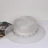 Silver Wire Braided Flat Top Straw Sun Hat With Wide Brim Diamond Waist Cover Light Luxury Summer High-End Sun Protection