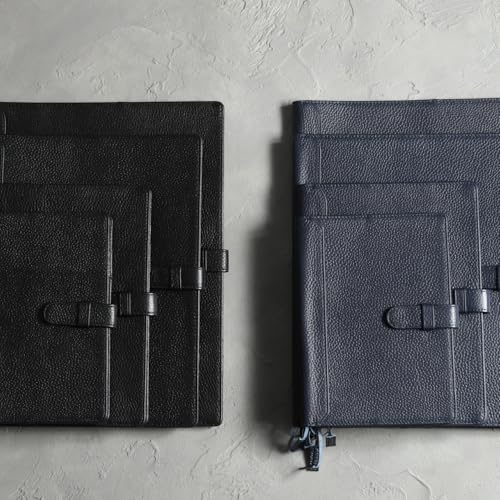 [BLUE SINCERE] B5 Genuine Leather Slim Notebook Cover, Holds 2 Books, Fits College Notebooks, Includes Pen Holder, Bookmark, and Card Slots / NC2 (Roy