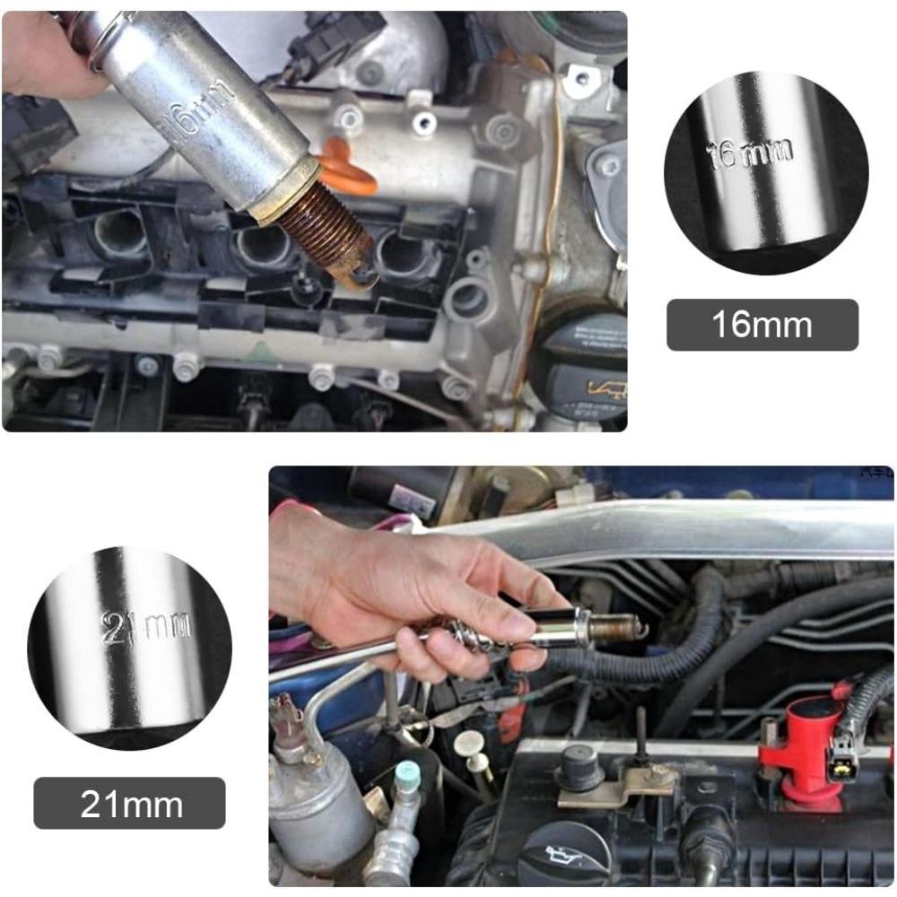 2Pcs Spark Plug Spanner Combination Wrench 16/21mm Remover Tool Universal T Handle Socket Spanner Steel Change for Spark Plug Sleeve Pack of 2