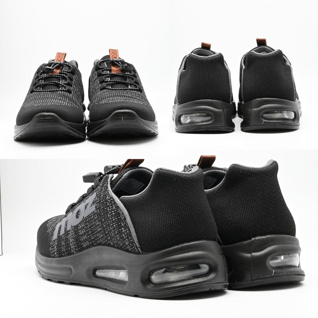 Knit Sneakers That Can Be Worn by Stepping On the Shock Air Quick Lace 4270 [Mozu] Men's 2-way Heel, Relief, Sole, (black, 26.5 Cm)