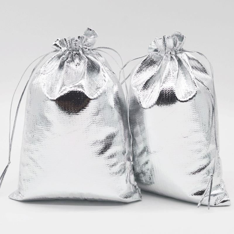 50 Stück Schmuckverpackung Stoffbeutel Gold Silber Tuch Kordelzug Geschenkverpackungsbeutel 7x9cm 9x12cm Hochzeitsgeschenk Aufbewahrungsbeutel