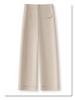 Women's Beige High Waist Wide Leg Cropped Pants - Slimming, Casual, Loose Fit, Spring/Summer 2025 Collection