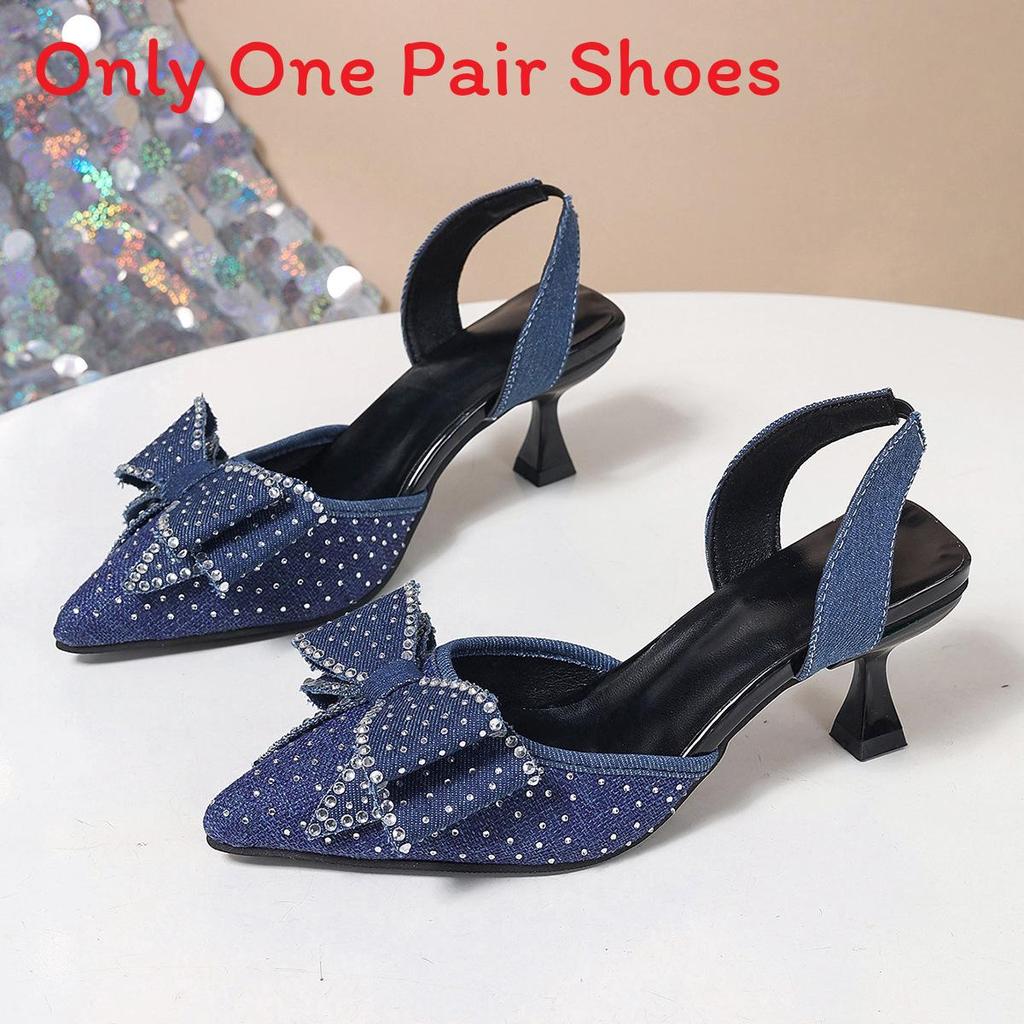 Water Dots Bow High Heels For Women Summer Elegant Pu Slip On Collection Shoe