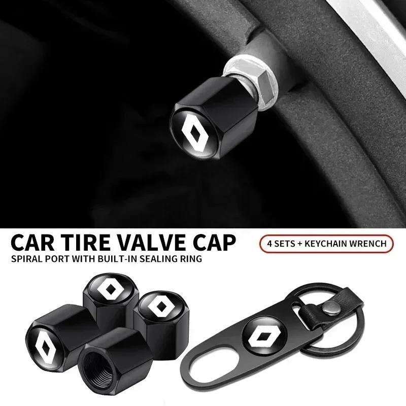 Auto Styling Car Wheel Tire Valve Stem Caps Keychain For Renault Captur Megane Clio Arkana Line Koleos Kwid Duster Kadjar S444