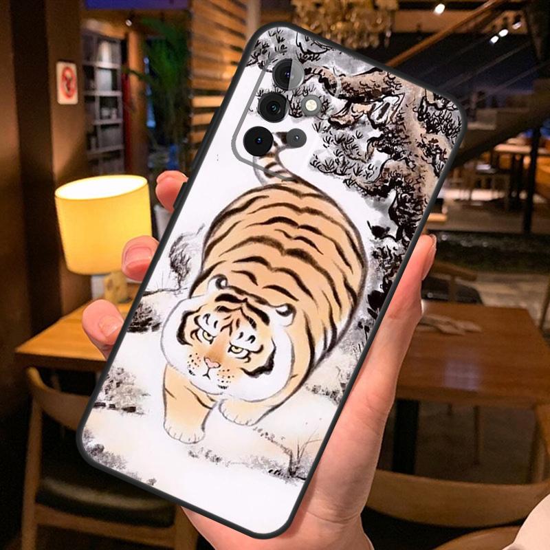 Cartoon Fat Tiger Case For Samsung Galaxy A54 A34 A14 A52 A32 A12 A13 A33 A53 A15 A16 A36 A56 A26 A06 A35 A55