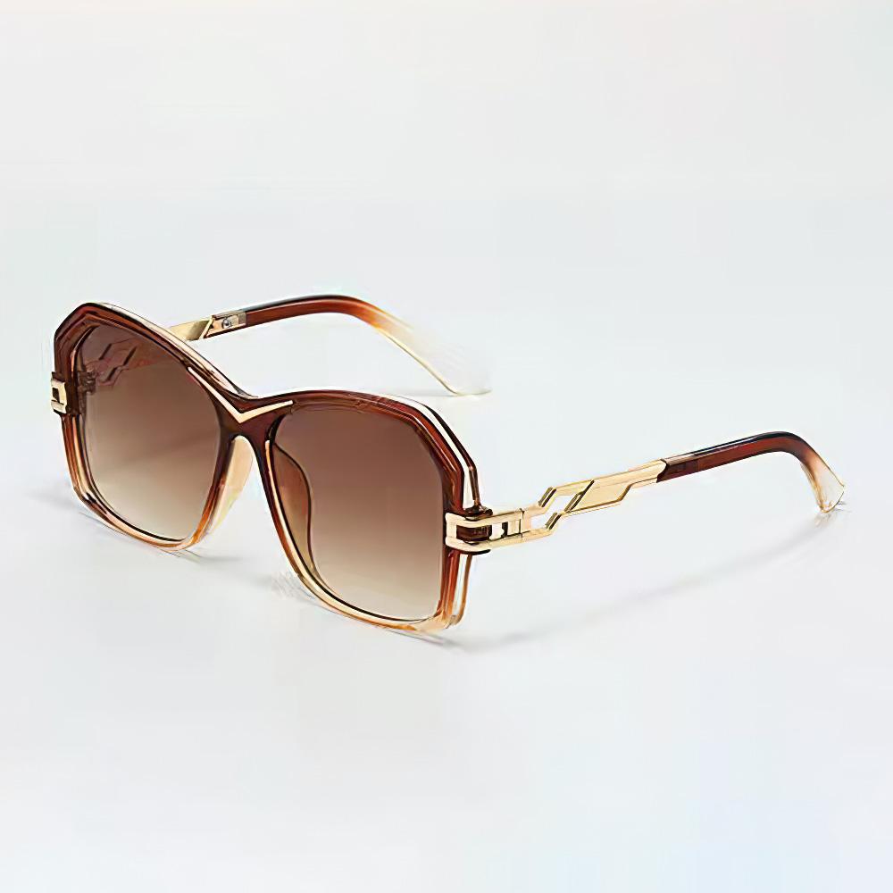 Vintage Sunglasses Women Green Yellow Gradient Lens Geometric Frame Modern Design Personality Glasses