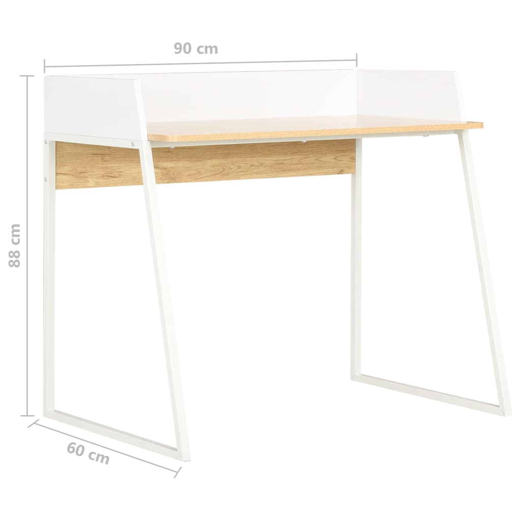 Desk in White and Oak 90 x 60 x 88 cm