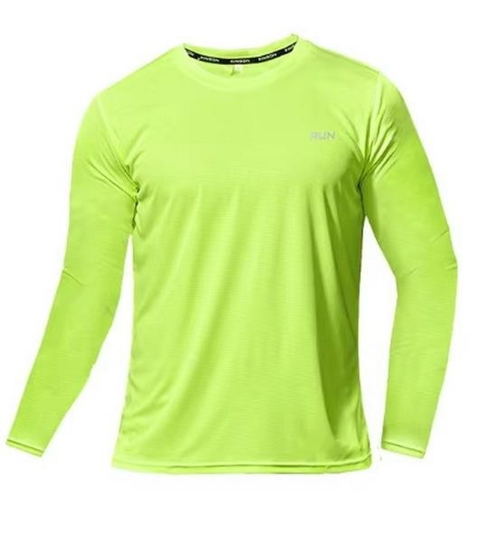 

Men s Quick-Dry Long Sleeve Fitness Top: Breathable Run & Gym Tee L флуоресцентный желтый
