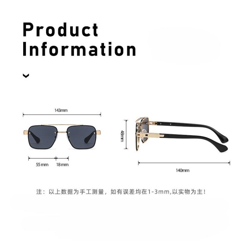 Metal Double-Bridge Square Sunglasses Unisex Versatile Aviator Outdoor UV Protection Glasses Classic Trendy Travel Eyewear