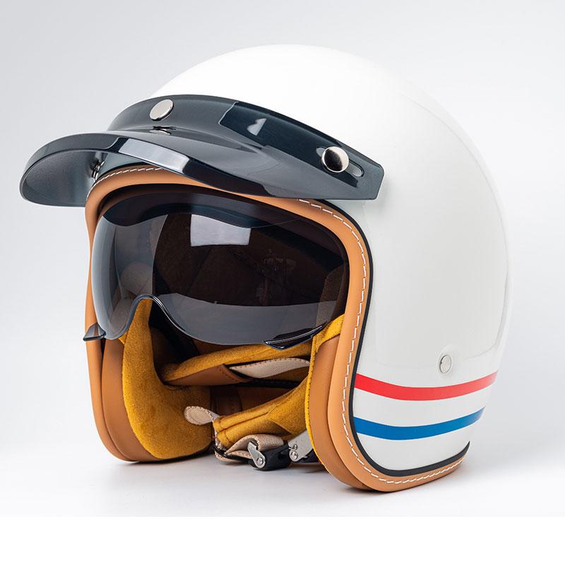 2025Newly Introduced Retro Motorcycle Helmet with Goggles and Anti-collision Protection Helmet 3/4 Riding Helmet